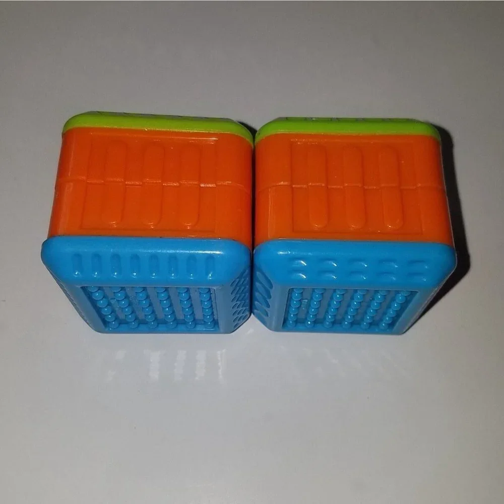 2 Fisher Price Peek-A-Blocks Lot Yellow White Rolling Faces Sensory Duplicate